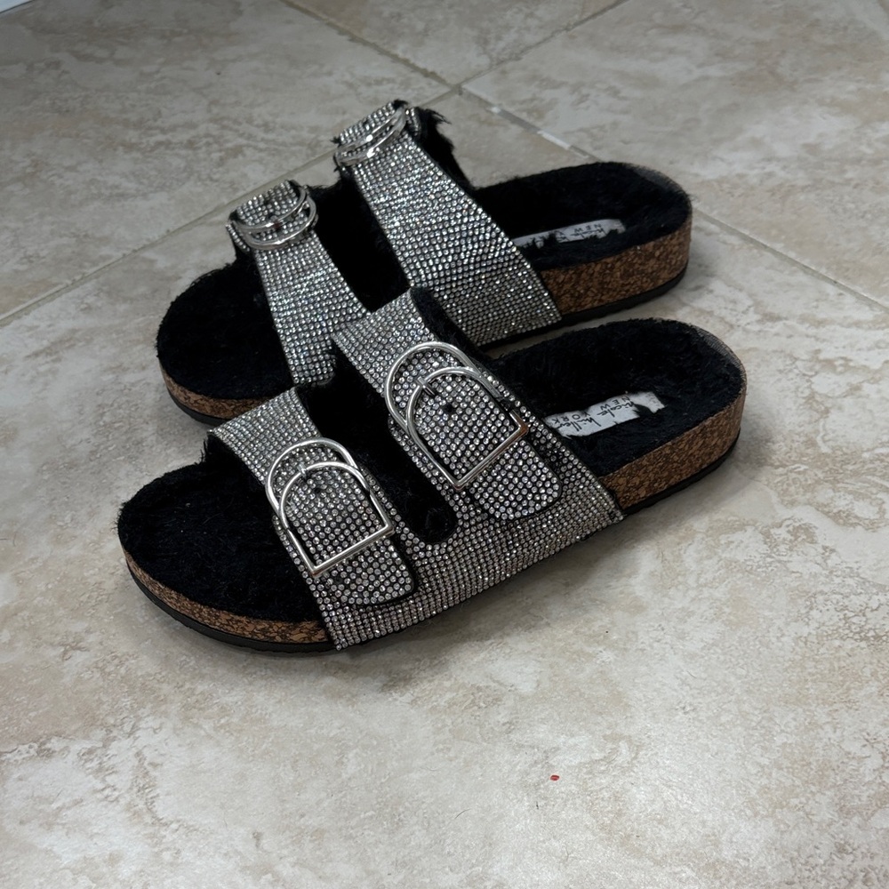 Nicole Miller Glittering Silver Sandals